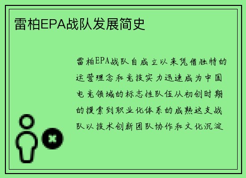 雷柏EPA战队发展简史